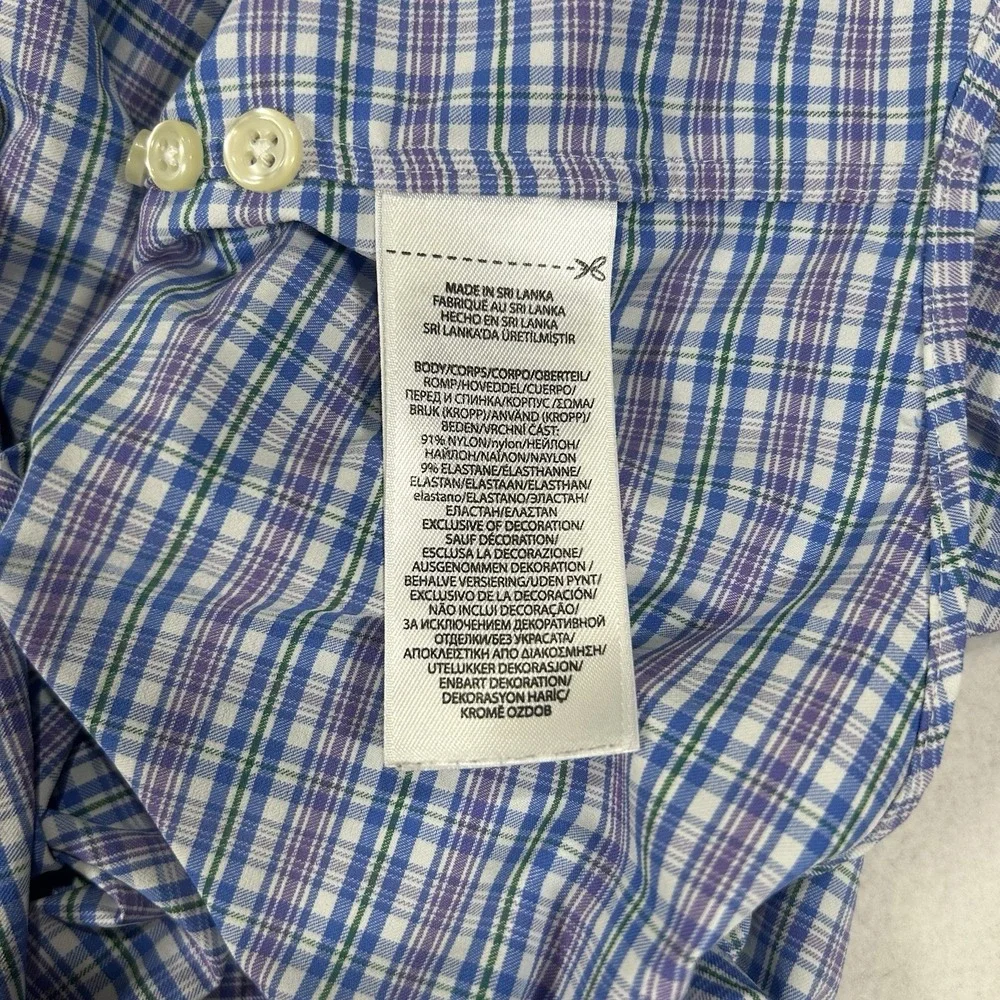 Ralph Lauren Mens XL Blue Purple Plaid Classic Fit‎ Performance Stretch Shirt